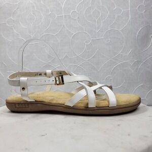 VTG Bass Sunjuns Margie Sandals Women 12WW Extra Wide White Leather Strappy